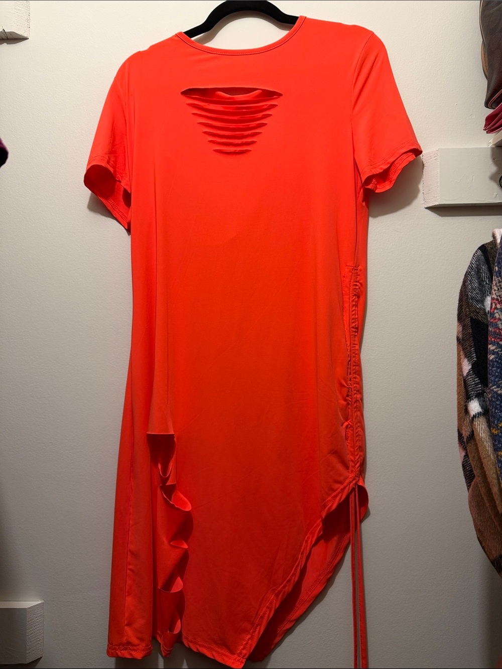 SHEIN Bright Orange Asymmetrical Cutout Dress